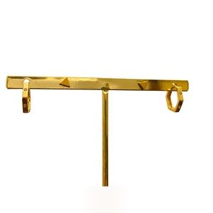 Triangle Stud and Hexagon Huggie Earring Set